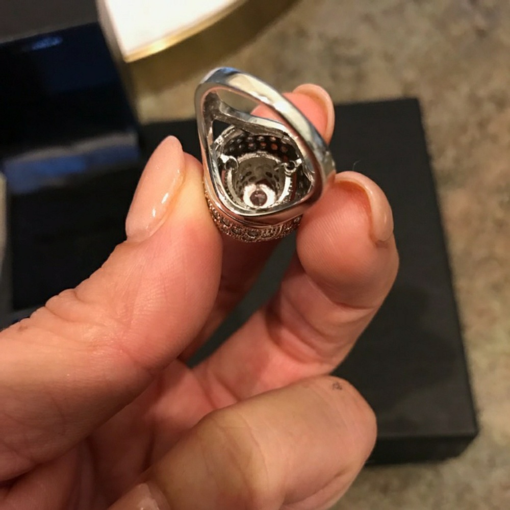 Rose Accent Sterling Statement Ring - image 3